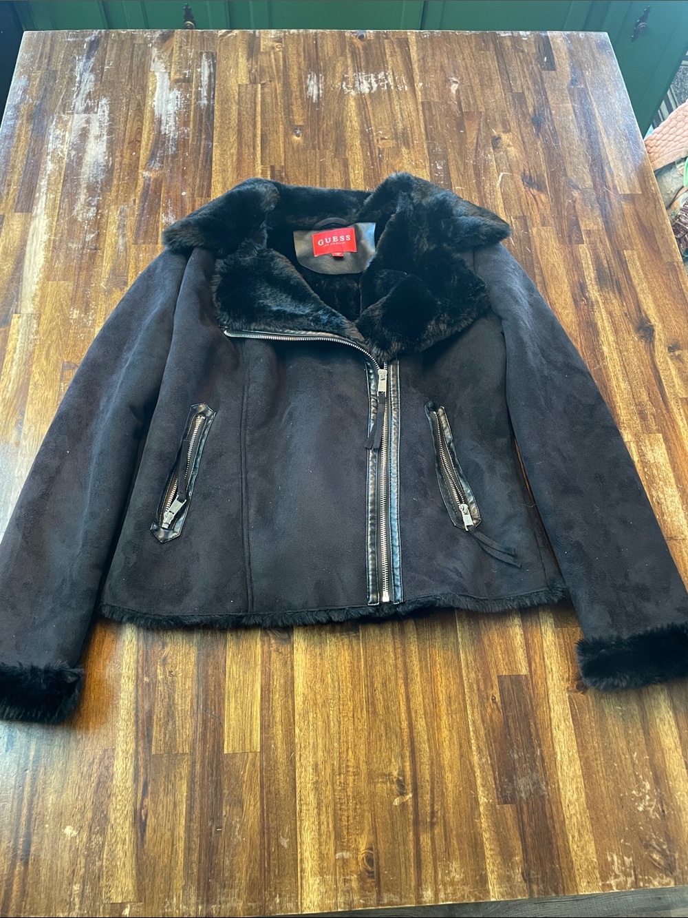 Guess Coat with Faux Fur Lining